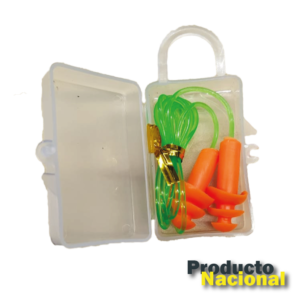 PROTECTOR AUDITIVO SILICONADO NARANJA CUERDA PLÁSTICA VERDE